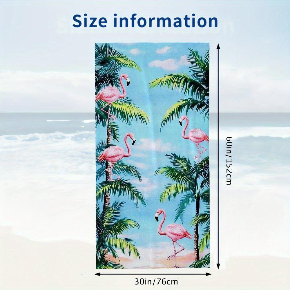 1 buc. Prosop de Plajă cu Imprimeu Flamingo pentru Adulți, Stil Modern, Prosop-Pătură cu Uscare Rapidă Ultra Absorbant, 50% Bumbac 50% Poliester, 300g