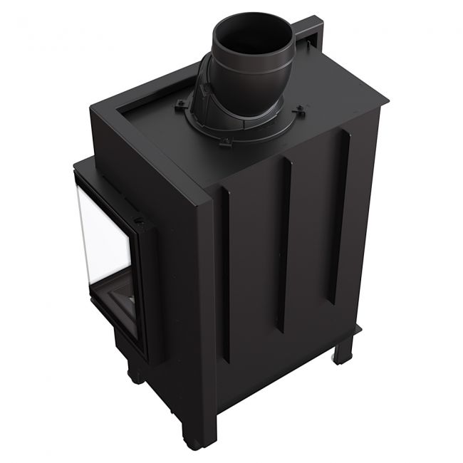 Smart steel fireplace KRATKI LUCY SLIM right 8 kW Ø 160 black thermotec MSK GLASS