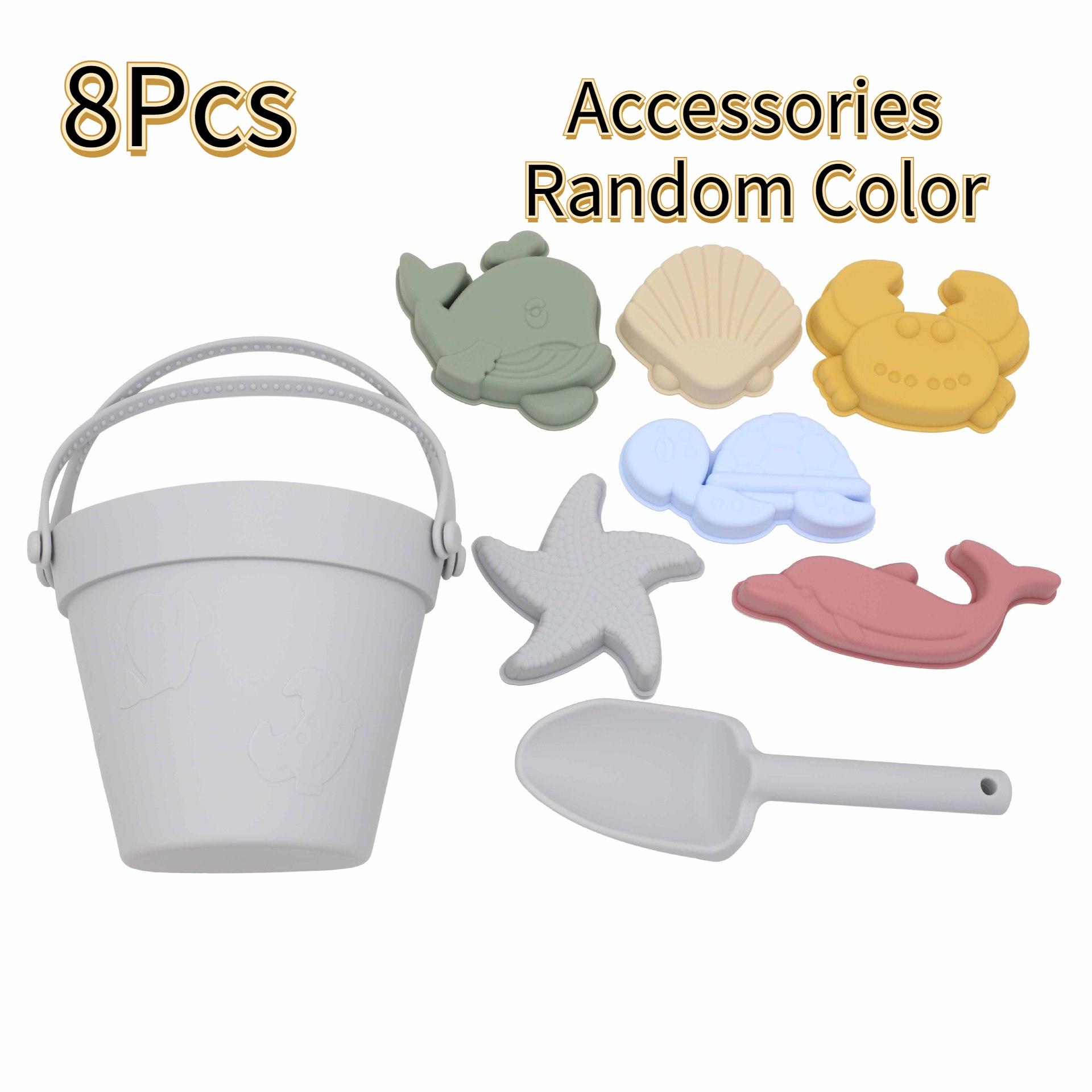 

8 Pieces of Beach Outdoor Garden Decorative Items - Soft Silicone Beach Sandbox Set - Beach Game - Random Color of Accessories