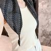 Triangular Scarf Belt Sash with Black and White Geometric Stripe Pattern, Direct-Knot Closure, Waistband Girdle for Flexible Waist Styling
