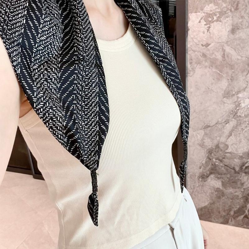 Triangular Scarf Belt Sash with Black and White Geometric Stripe Pattern, Direct-Knot Closure, Waistband Girdle for Flexible Waist Styling