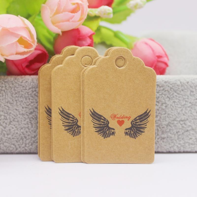 100 szt. + 100 sznurków 3x5 cm biały/papier kraft. Dziękujemy za ręczne wykonanie zawieszki do etykiety