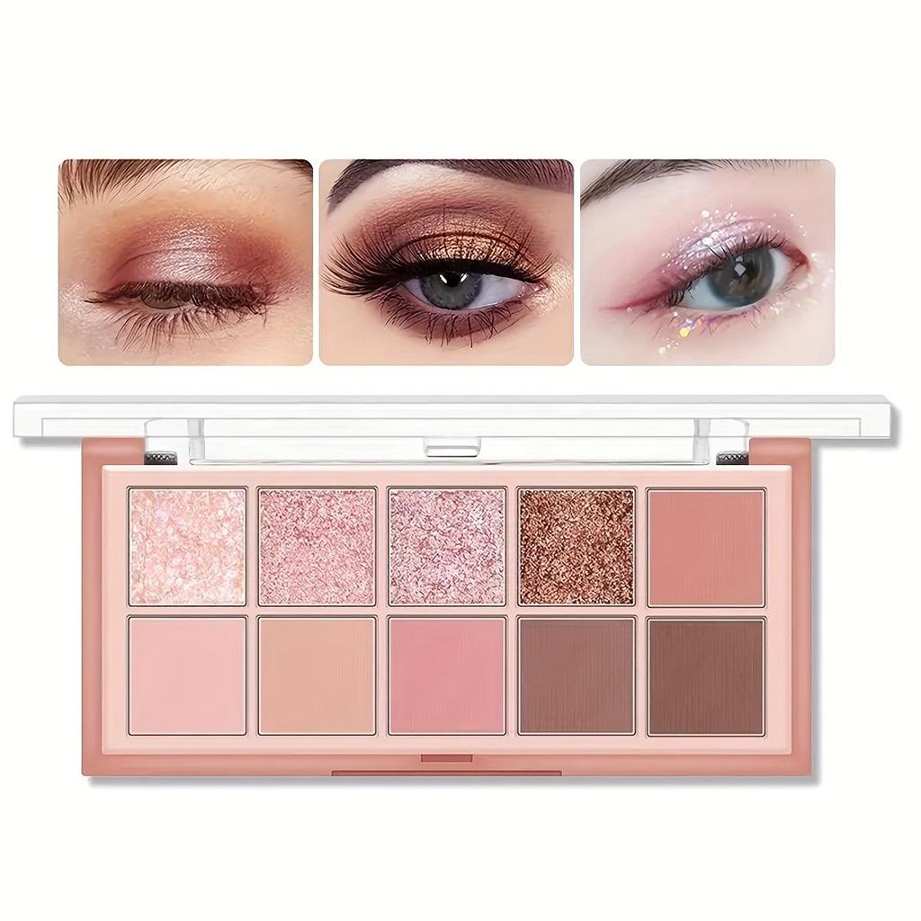 10-Color Smoky Eye Shadow Palette Long-Lasting Matte & Shimmery Finish Black Brown Coral Pink Earth Tones for Face Contouring and Everyday Makeup Look