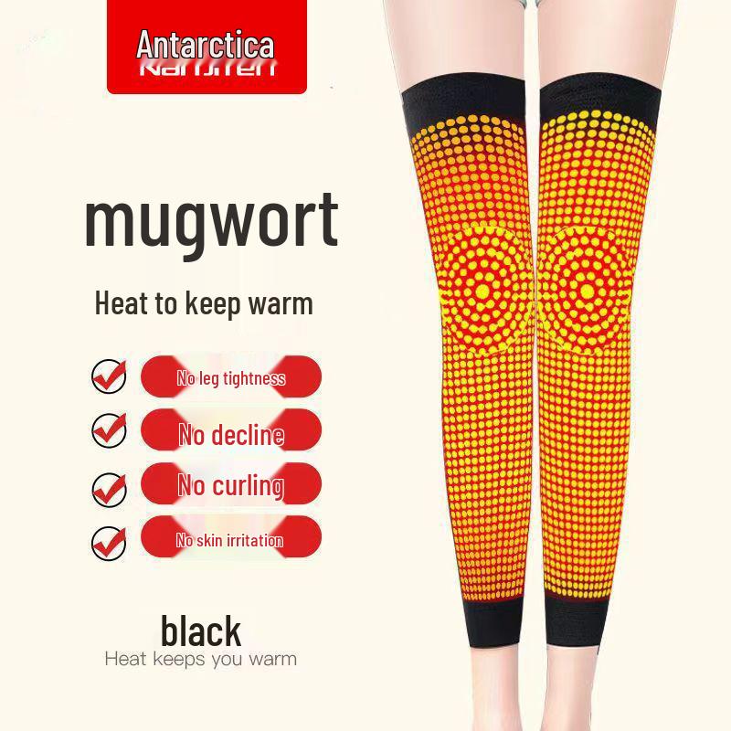 Mugwort Self-Heating Knee Pads for Men & Women - Warm, Non-Slip, Pure Cotton, Thin, Cold Protection for Air-Conditioned Rooms