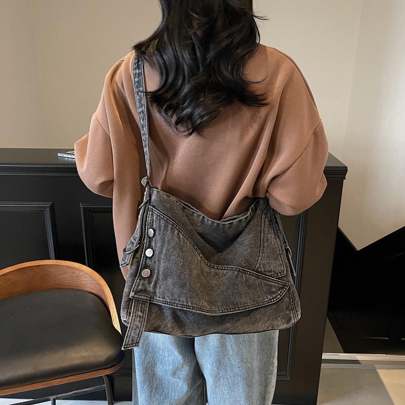 Denim Tote Bag Women's Underarm Shoulder Bag Student's Commuter Bag