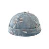 Frayed Edges Denim Docker Cap Cotton Polyester Blend Distressed Denim Hat  Men Women