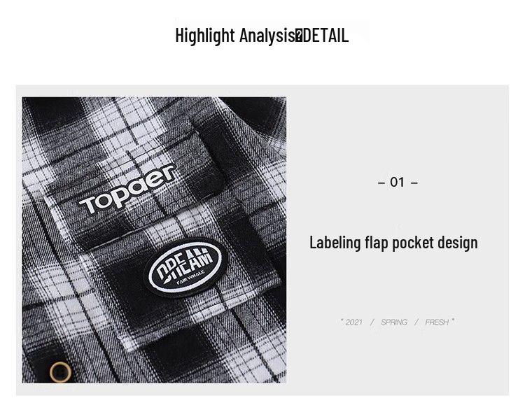 Boys' Plaid Long Sleeve Shirt Jacket, Spring & Autumn 2025, Korean Style, Trendy & Loose Fit for Big Kids.