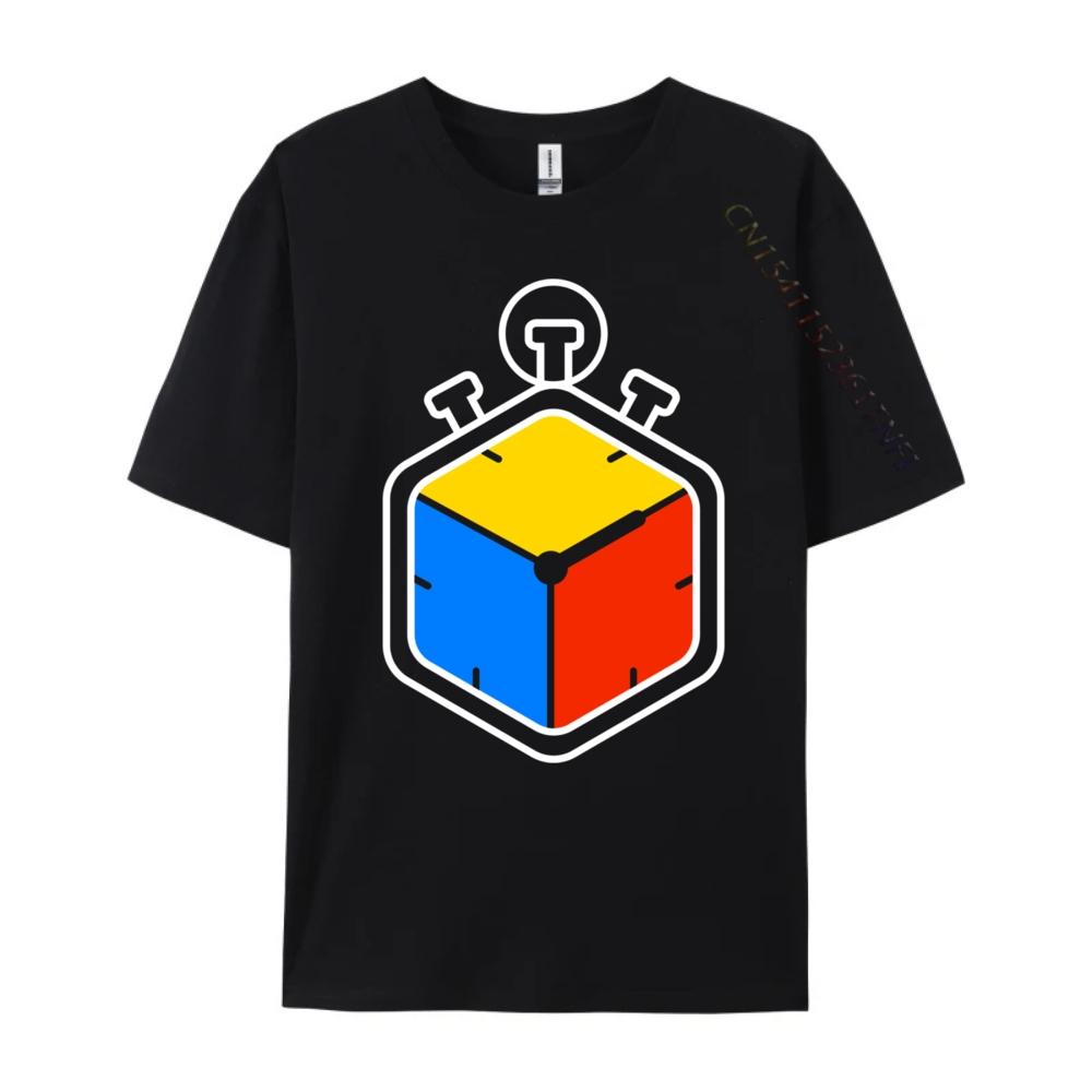 Speed Cubing Puzzle Cube Timer Graphic T Shirts Men Oversized ClassicShort Sleeve Tee