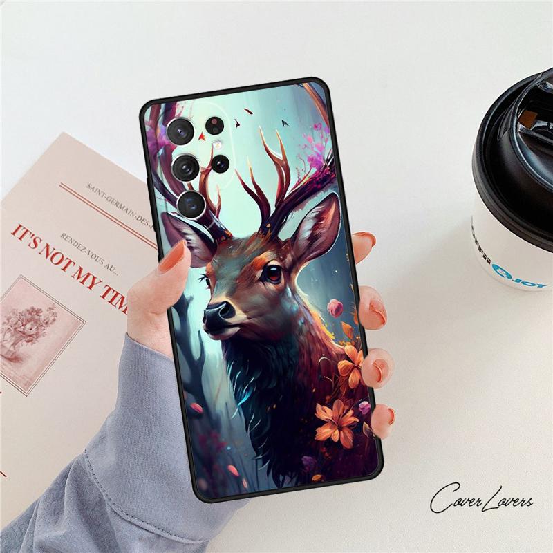 Animal Deer Art phone case For Samsung Galaxy S24 S25 S23 S22 Ultra Note 10 20 Plus S20 S21 FE Cover