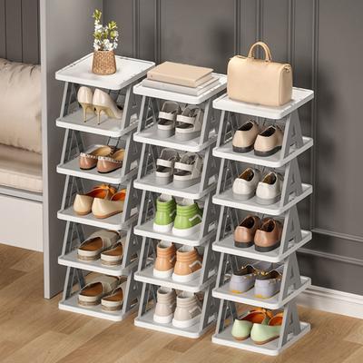 1 Set Shoe Rack Space-saving Stackable Multi-layer Simple Slippers Shoe Storage Shelf Daily Use