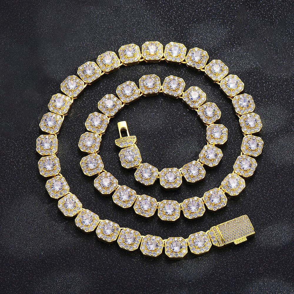 European & American Hip Hop 13MM Rock Candy Chain Zirconia Necklace - Luxury Fashion Jewelry