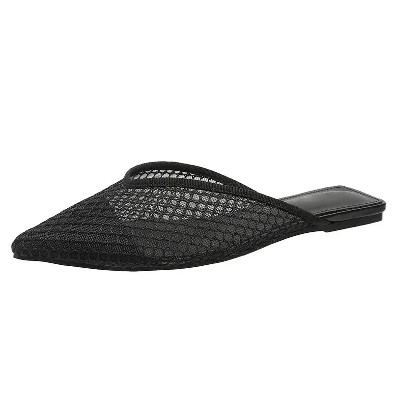 Fashion 2024 Pointed Toe Women Shoes Mesh Closed Toe Women's Slippers Simple Formal Slippers Women's Flat Soft Soled Women's Shoes
