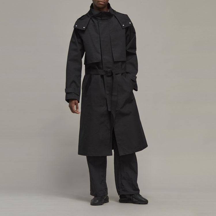 Y-3 Trenchcoat Unisex Černý S Kapucí Střední H63077