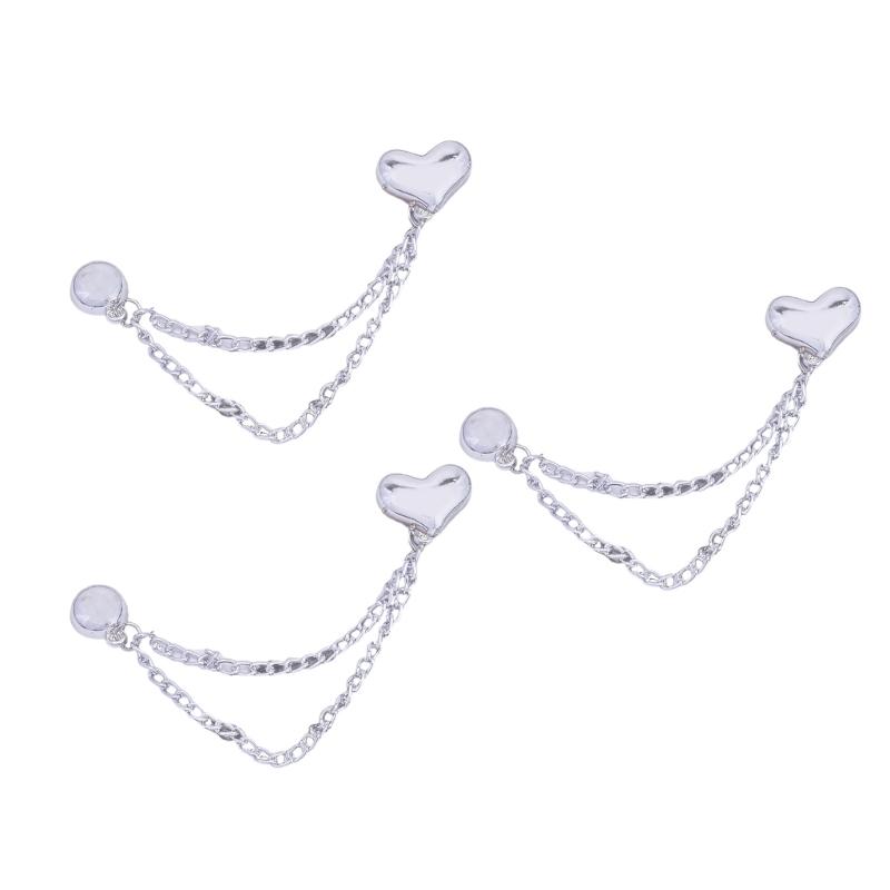 3 Pcs Magnetic Clothing Clips with Chain Sweet Bows Magnetic Buckles Removable Magnetic Pins Heart Pants Clips