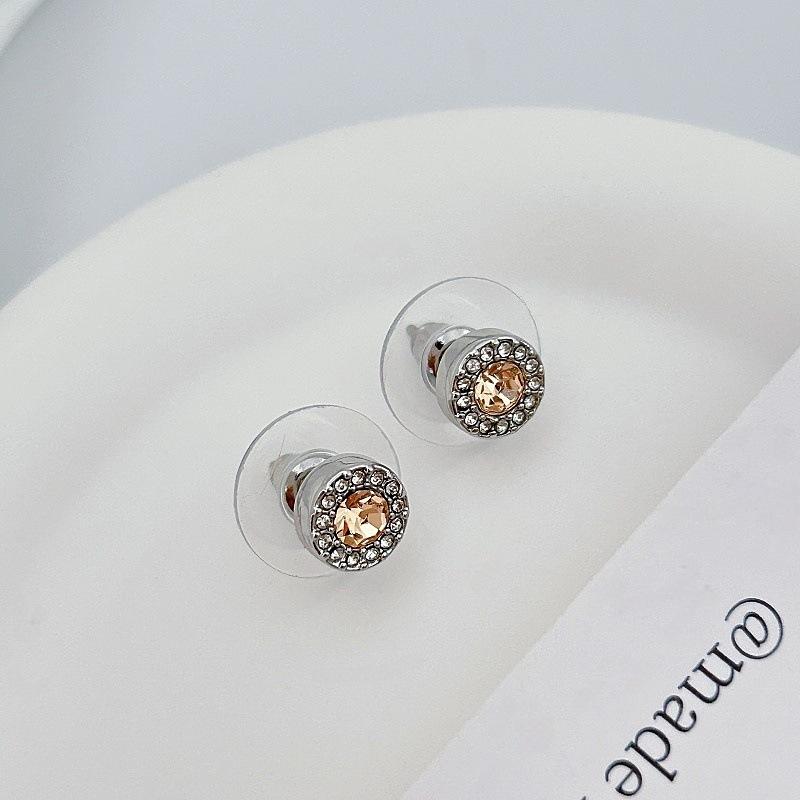 

Color Zircon Round Stud Earrings Celebrity Light Luxury Fashion Temperament Stud Earrings Exquisite Small Versatile Commuter Earrings