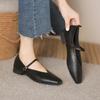 2023 Retro Low-Heeled Mary Jane Shoes: Square Toe, Soft Leather, Shallow-Mouth with Buckle Design for Women