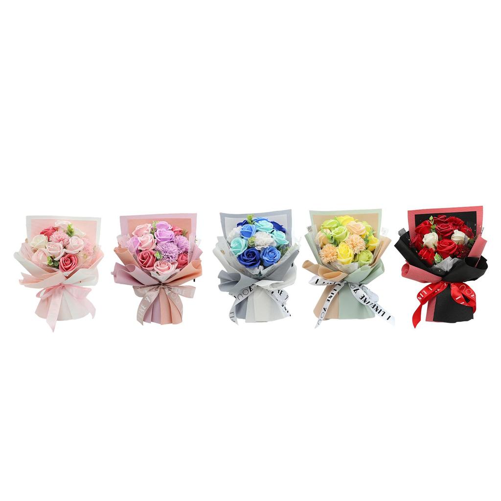 Soap Bouquet Carnation Artificial Flowers Gift Set Home Decoration Mini Bouquet Centerpiece for Valentine Day