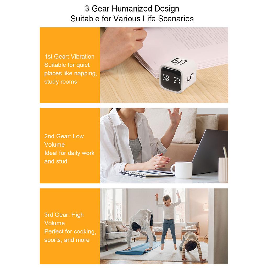 Timer Vibration Mode Type C Fast Charging Pause Function 5min 10min 30min 60min Timing Rotation Timer for Sports for Cooking