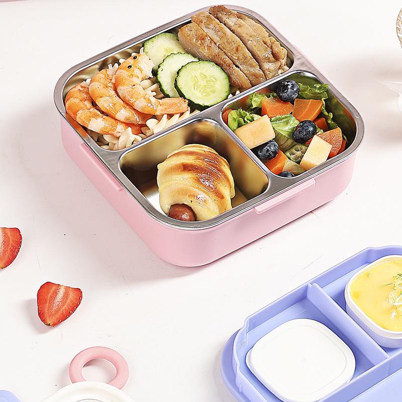 Student Insulated Leak-Proof Lunch Box with 304 Stainless Steel Compartments & Cutlery
