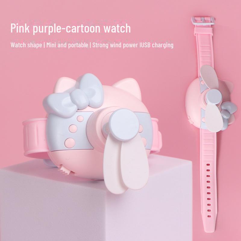 Douyin KT Cat Mini Cartoon USB Rechargeable Fan for Kids