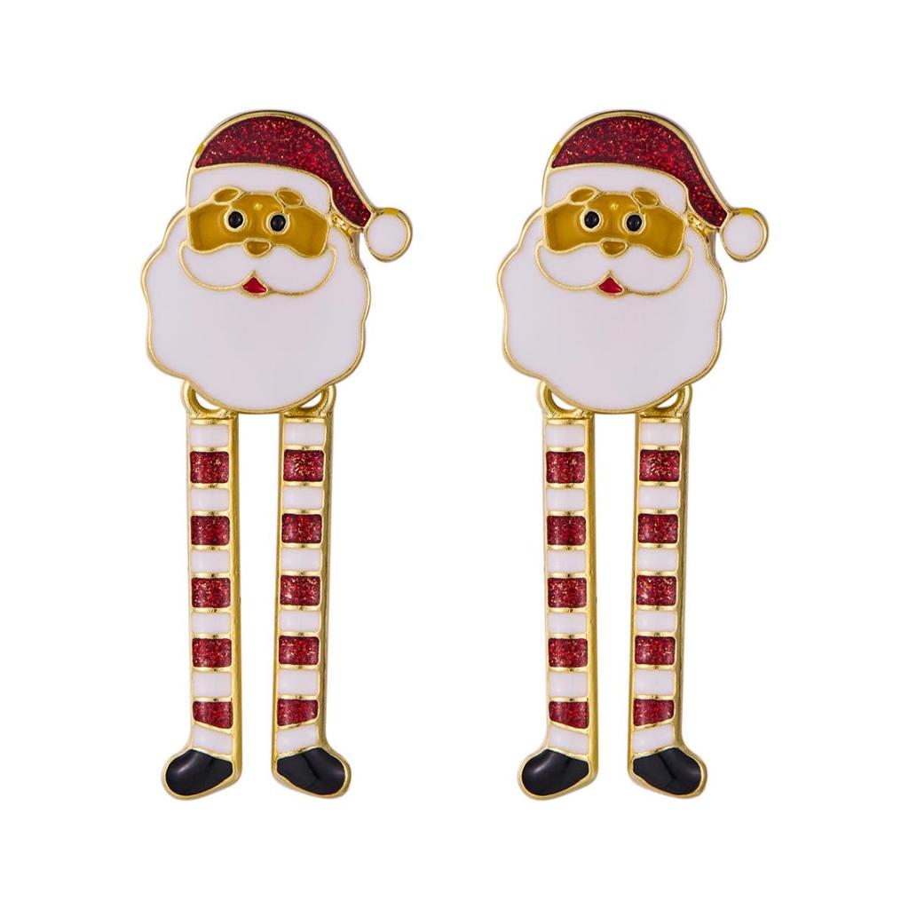 New Christmas Cartoon Rhinestone Pendant Earrings - Alloy Material