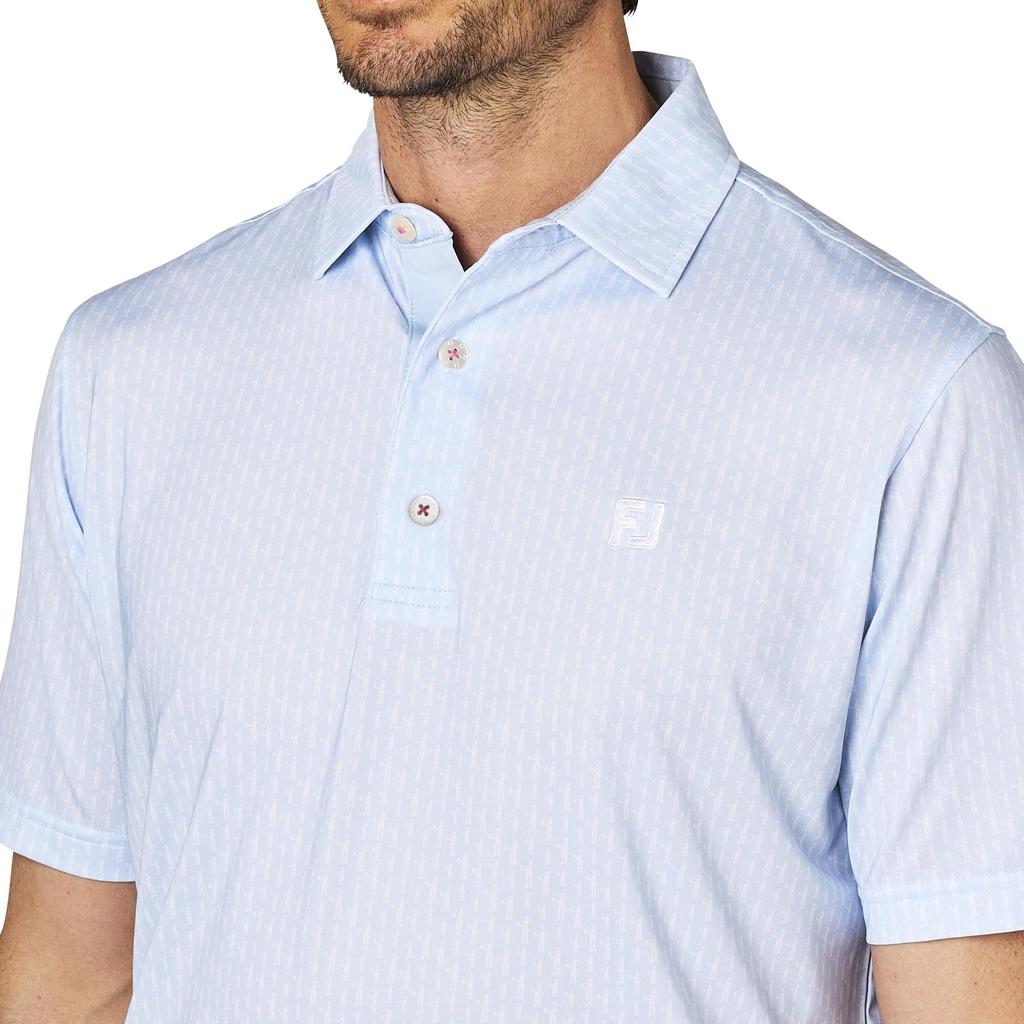 FootJoy Men's Skyway/White Player Figure Print Short Sleeve Golf Shirt, Size M (FJ-S25-S15, 34562-M)