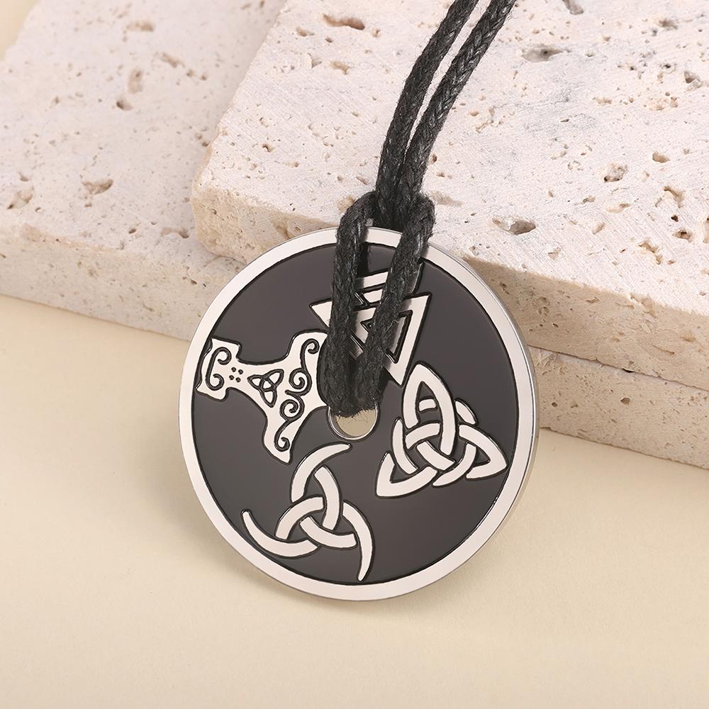 Dawapara Vegvisir Compass Necklace Double Sides Icelandic Strength Protection Amulet Stainless Steel Jewelry