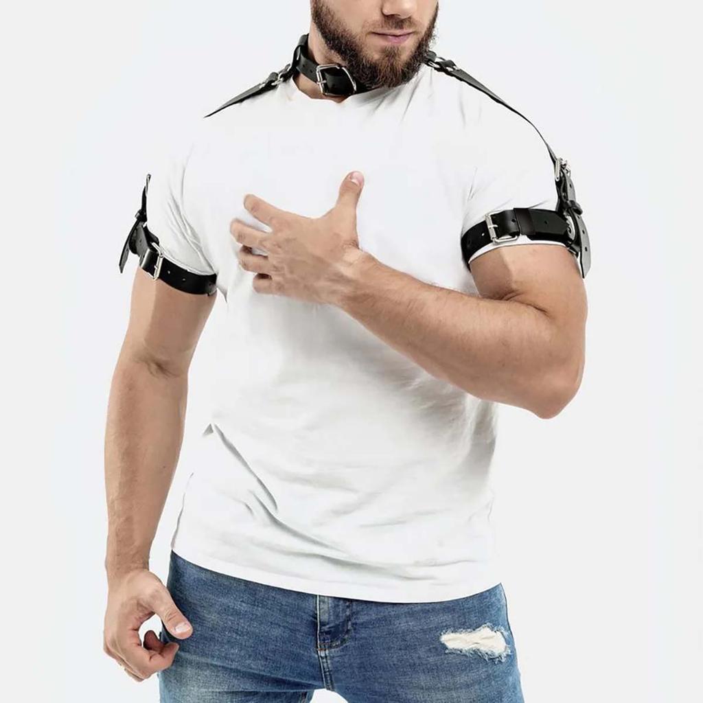 Men Leather Suspenders Belt Body Bondage Straps Fashion Adjustable Braces Suspender With Punk Harness Belts Exotic Accessorie