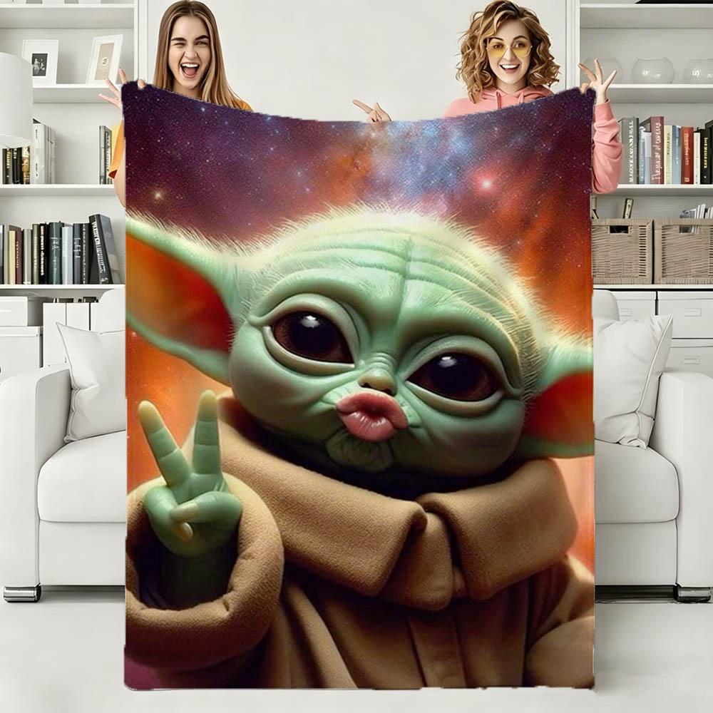 3D The Adorable Yoda Cute Movie Flannel Blanket Soft Throw Blanket Art for Home Decor Bedroom Bed Sofa Picnic Cover Kids Gifts