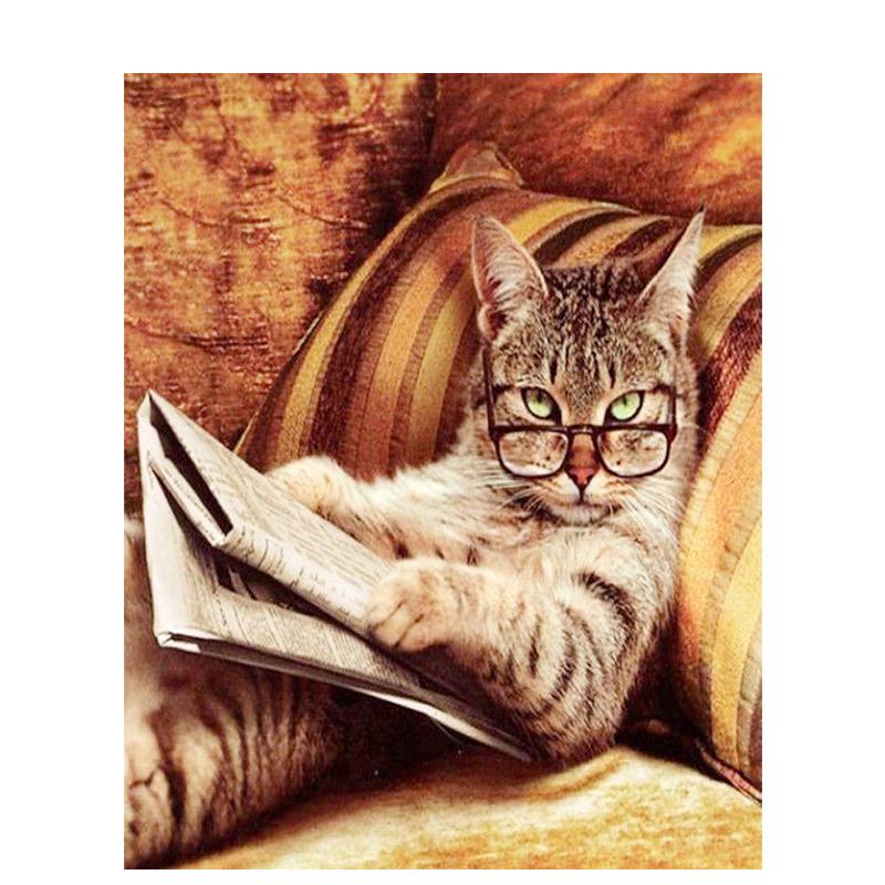 5D Diy Diamond Embroidery Animal Full Round Diamond Painting Cat Diamond Mosaic Cross Stitch Handmade Gift