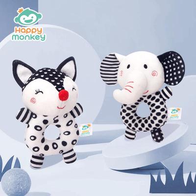 Hochet Animal Bébé Happymonkey - Éléphant & Renard Jouet pour Nouveau-né pour l'Éducation Précoce