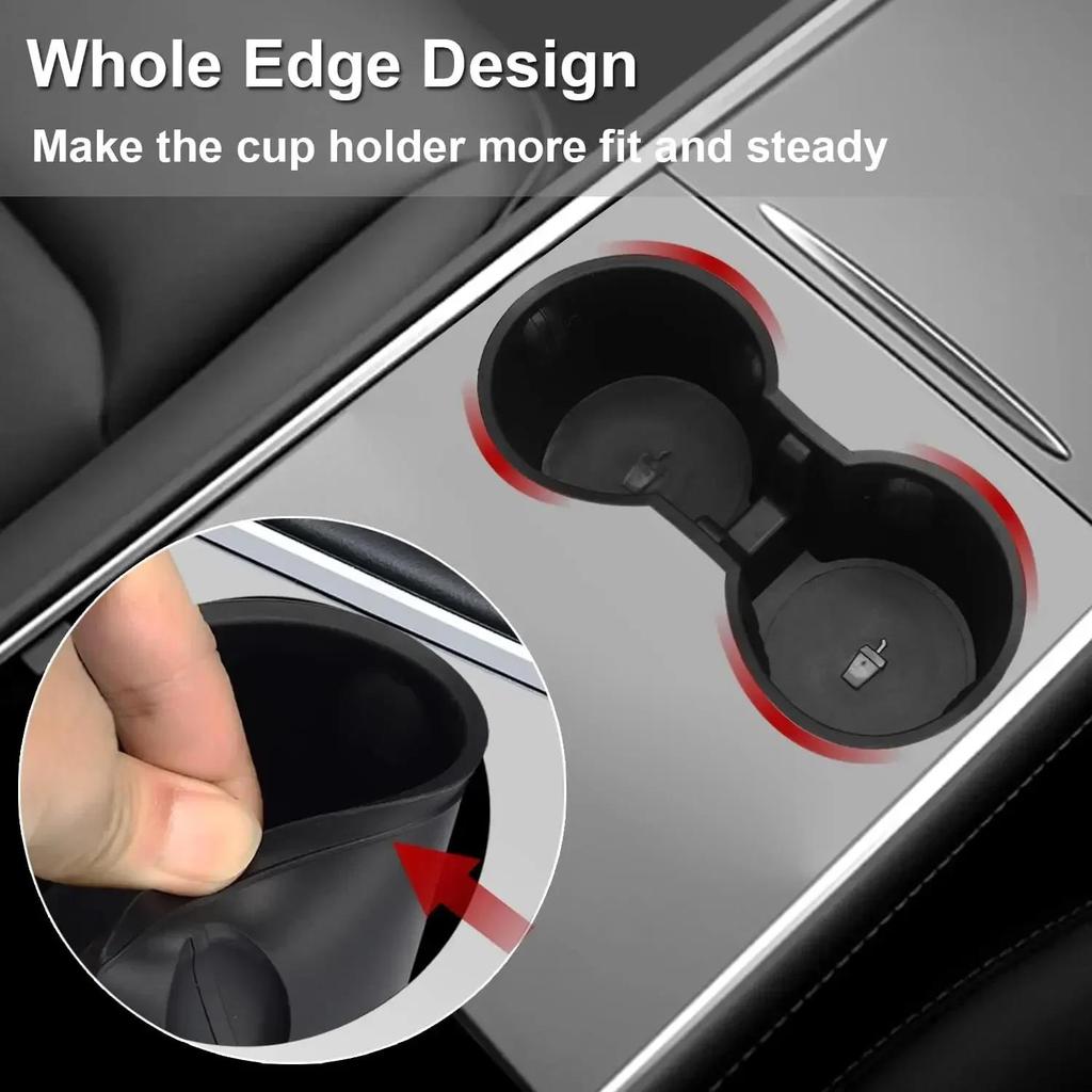 For 2021-2023 Tesla Console Cup Holder Insert-Upgrade Tesla Model 3/Y Accessories Anti-Slip Silicone Center Consoles Cup Holder Cup Holders 5