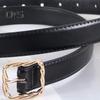 Women's Belt Faux Leather Belt for Dresses Pants Skirts Lady Thin Wasit Belt with Gold Buckle for Daily School Street