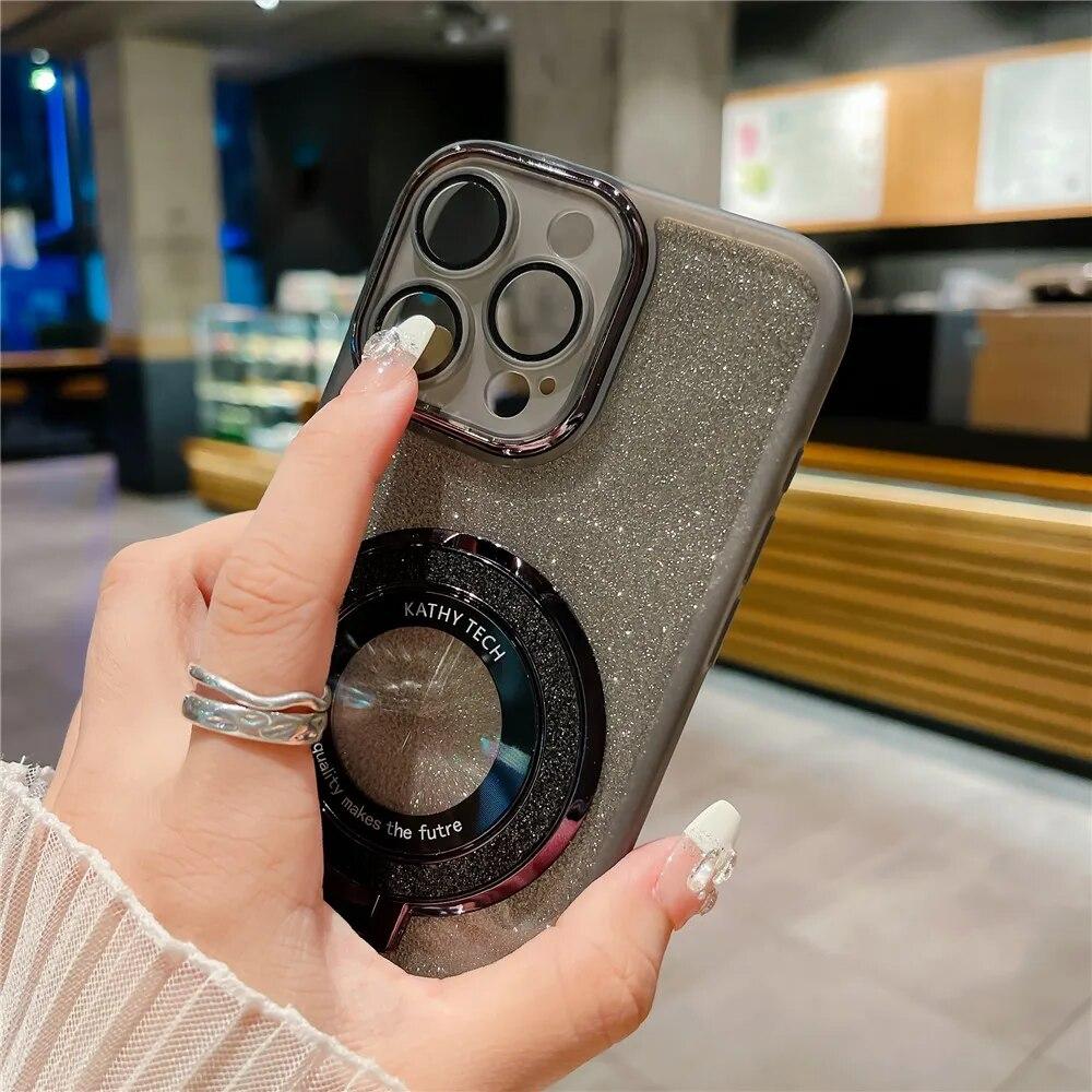 Bling for Magnetic Stand Glitter Phone Case for Samsung A73 A53 A52 A54 A55 A72 A32 A22 A34 A12 A13 A15 5G Soft Silicone Cover