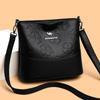 Women's Fashion Soft Leather Bucket Bag Large Capacity Shoulder Crossbody Bag For Middle-Aged Ladies