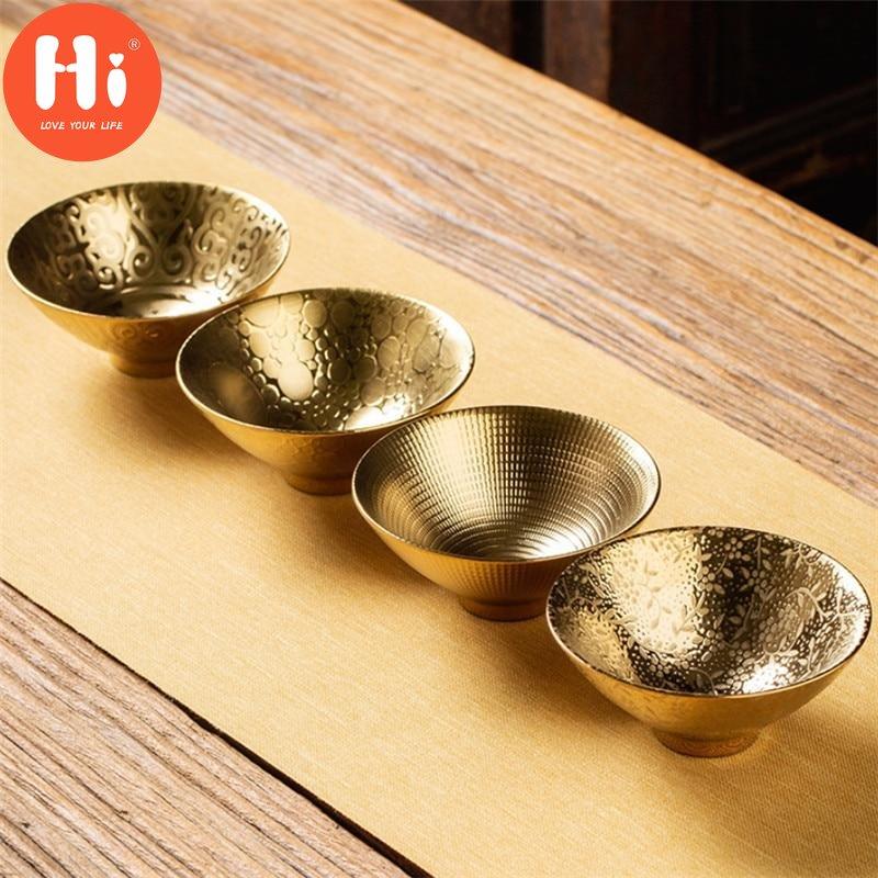 Hi Ceramic Gold Glaze Kung Fu Master Cup Porcelain Small Tea Bowl Handmade Office Teacups Water Mug Drinkware