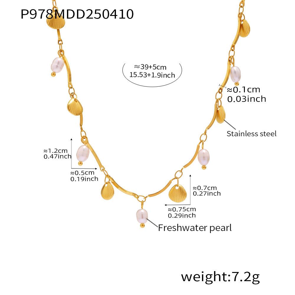 

2025 New Necklace For Women Light Luxury Pearl Shell Design Clavicle Chain Beach Neck Decoration Chain Jewelry Neck Accessories 40cm
