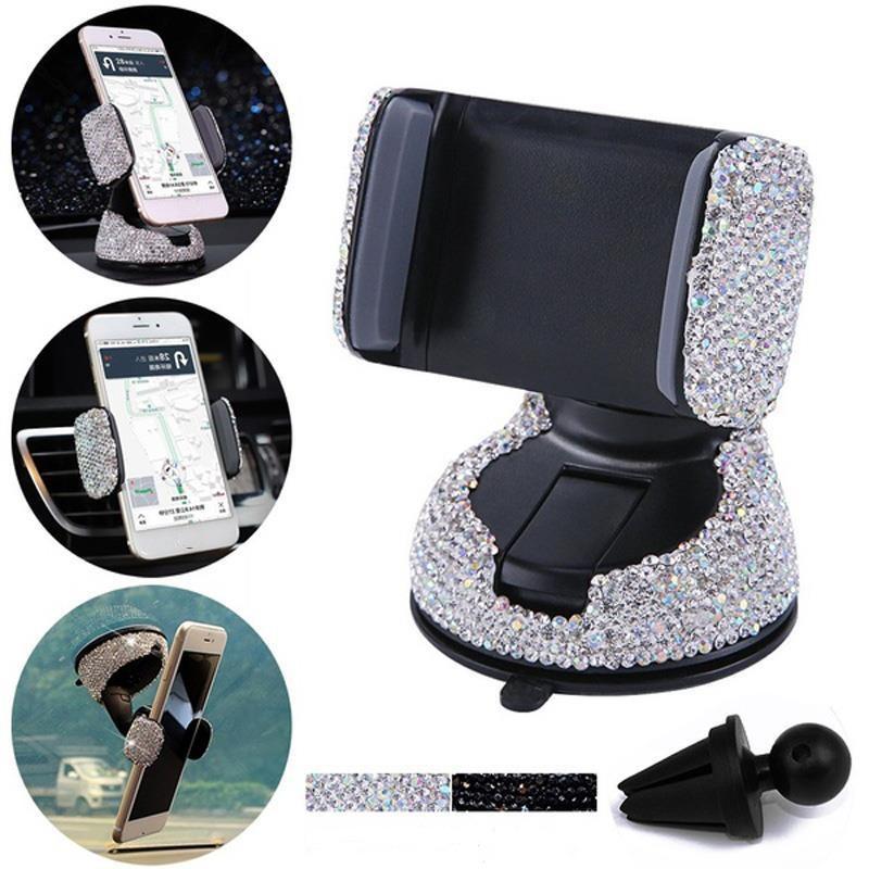 Κρυστάλλινα στρας 360 μοιρών θήκη τηλεφώνου αυτοκινήτου για ταμπλό αυτοκινήτου Αυτόματα παράθυρα και αεραγωγός Γενική βάση κινητού τηλεφώνου αυτοκινήτου