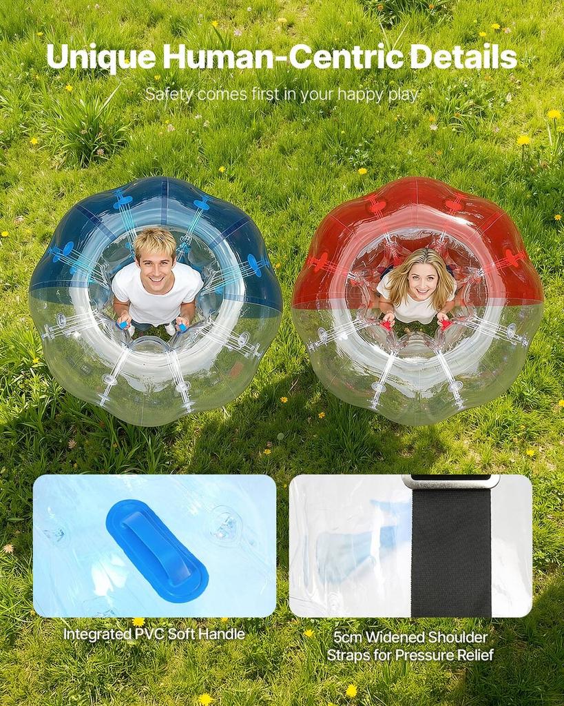 Inflatable Bumper Balls 2-Pack, 5FT/1.5M Body Sumo Zorb Balls for Teen & Adult, 0.8mm Thick PVC Human Hamster Bubble Balls for Outdoor Team Gaming