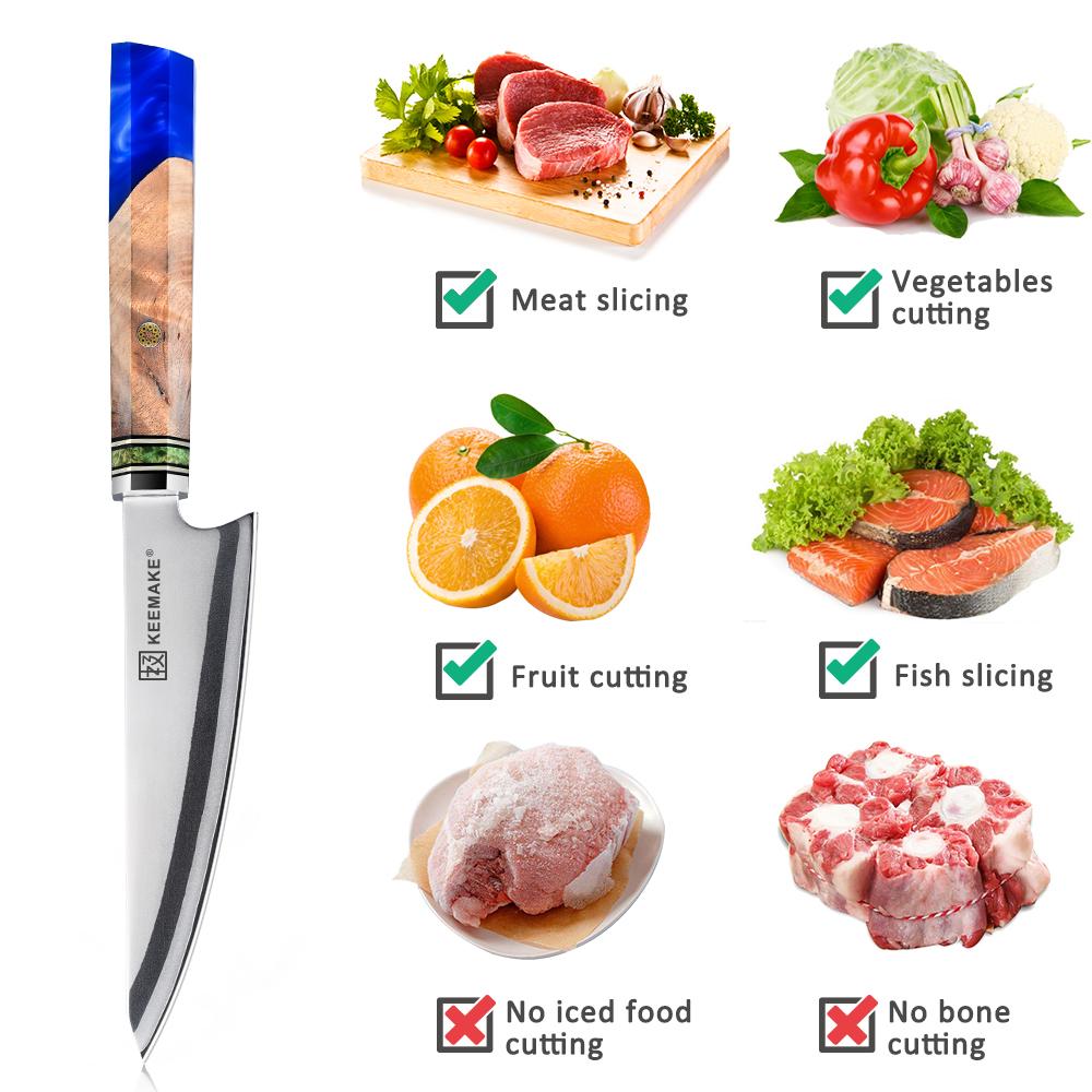 KEEMAKE Small Chef's Knife 5" Inch Cutting Knife 7 Layers VG10 Damascus Steel Slicing Kitchen Knife Ergonomic Resin Handle