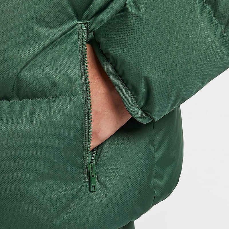 Nike Club Therma-FIT Warm Loose Solid Color Small Logo Stand Collar Zipper Long Sleeve Puffer Jacket Men Outerwear Cold-Fir-Green White FZ5029-323