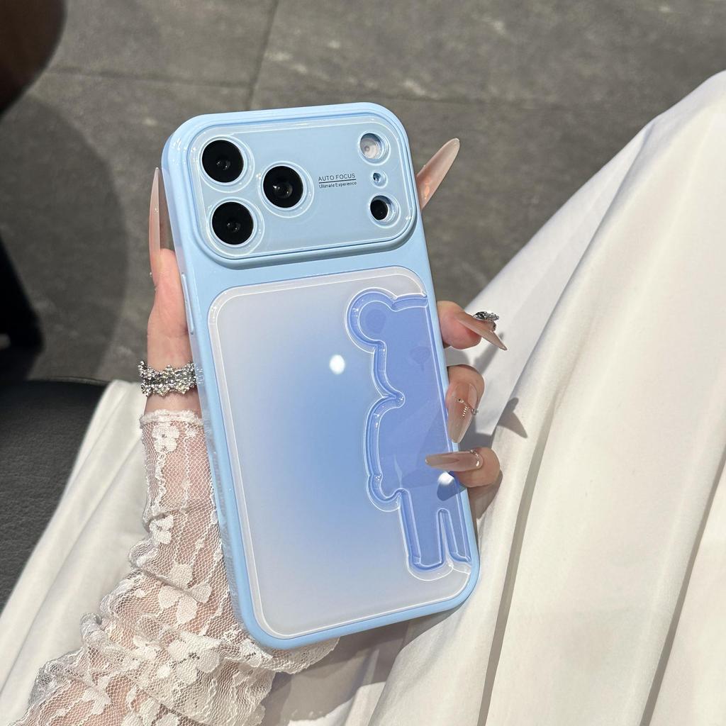 Gradient Bear 3D Cartoon Case for iPhone 17 Pro Max - Trendy Protective Cover
