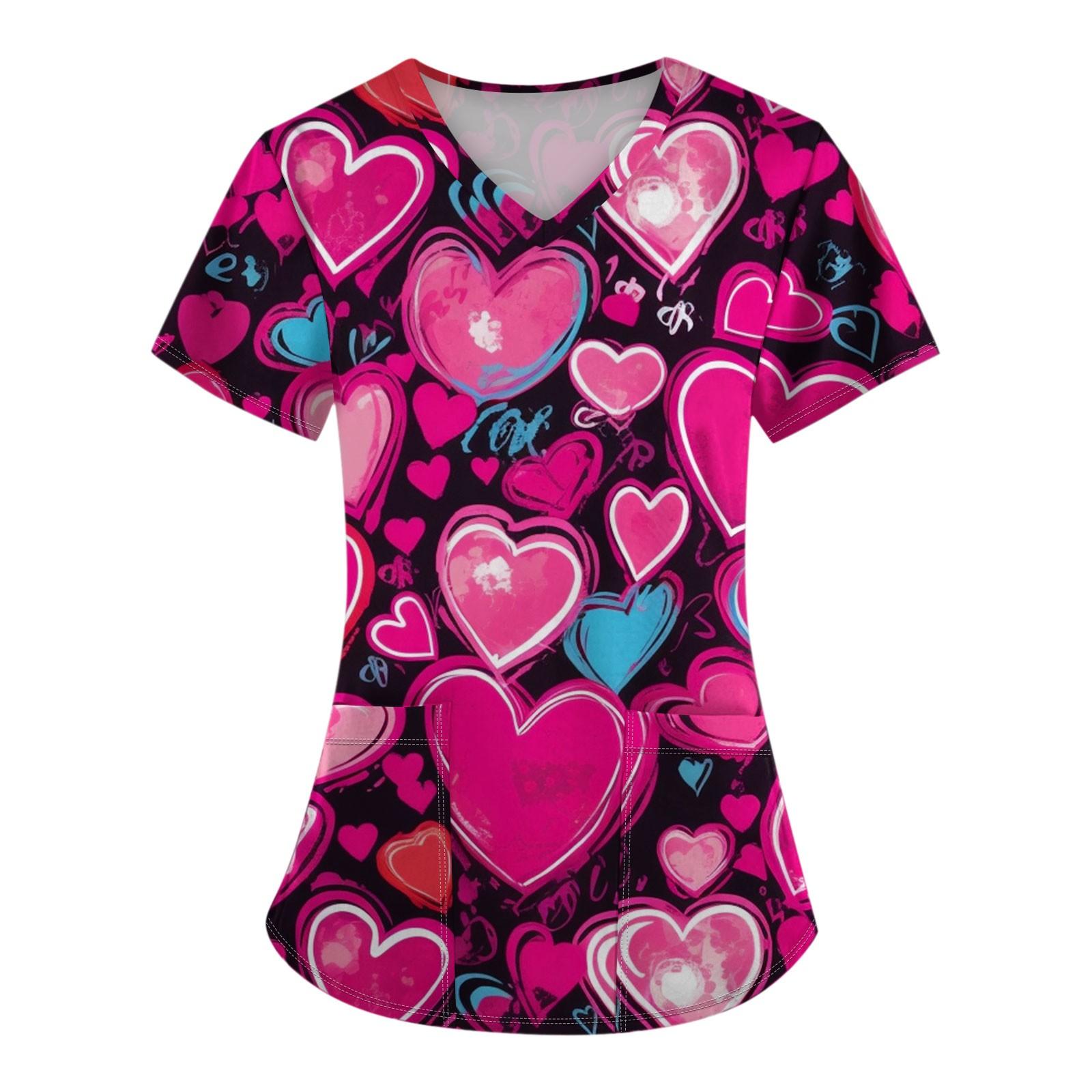 

Женская мода День святого Валентина Любовь Печатный комбинезон с короткими рукавами и карманами Топы Одежда M