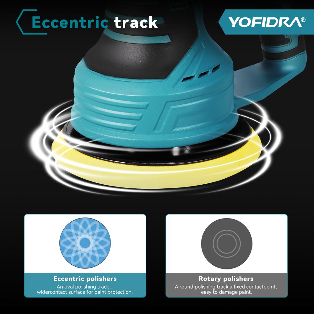 Yofidra 150mm Electric Car Polisher 8 Gears Cordless Efficient Cleaning Waxing Sanding Polisher Beauty Tool For Makita18V-21V Battery