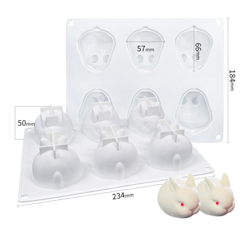 6 Even Bunny Mousse Cake Silicone Mold Ice Cream Jelly Silicone Baking Abrasive