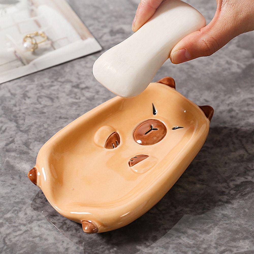 Ceramic Capybara Soap Tray Cartoon Soap Storage Rack Soap Organizer Soap Container  Soap Bars