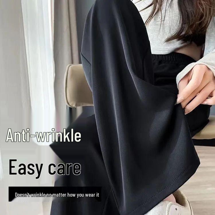 

Plus Size Women s Slim Fit Wide Leg Pants - Spring/Summer High Waist, Straight-Leg Drape for Casual Wear L 80-110 jin