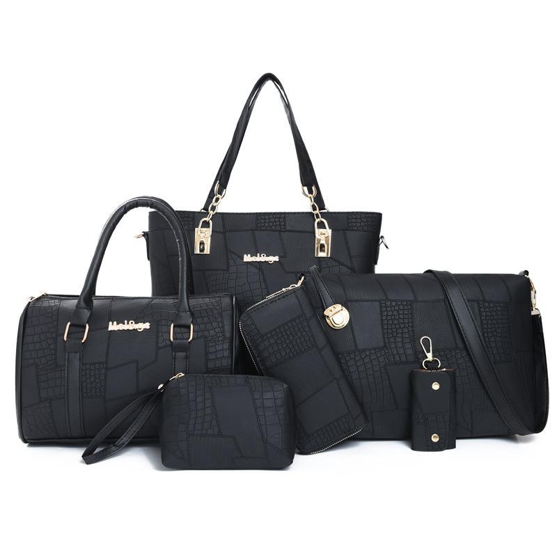 Damentasche, neues Krokodilmuster glänzend fünfteiliges Set, Mutter-Kind-Tasche, Damen Messenger Bag mit großem Fassungsvermögen, Schultertasche, Handtasche.