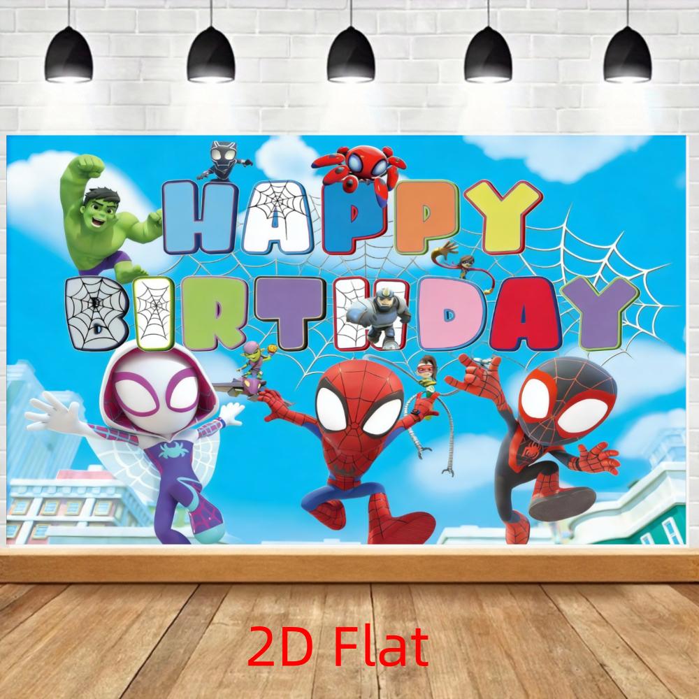 Spider-Man and His Amazing Friends Cartoon Photography Background Children's Birthday Decoration Background Props Room Poster