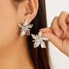 New Vintage Metal Gold Color Flower Big Earrings For Women Fashion Floral Statement Earrings Jewelry Gift Wholesale